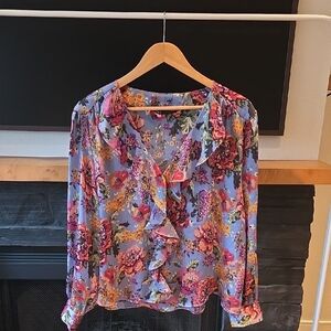 Zara - Floral Blouse with Front Ruffle